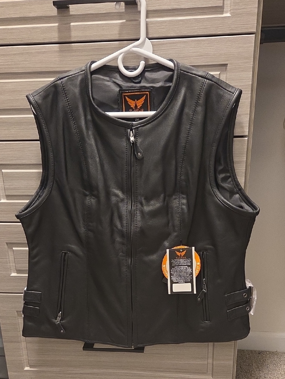 Women's Black Leather Zip-Front Riding Vest by TackField